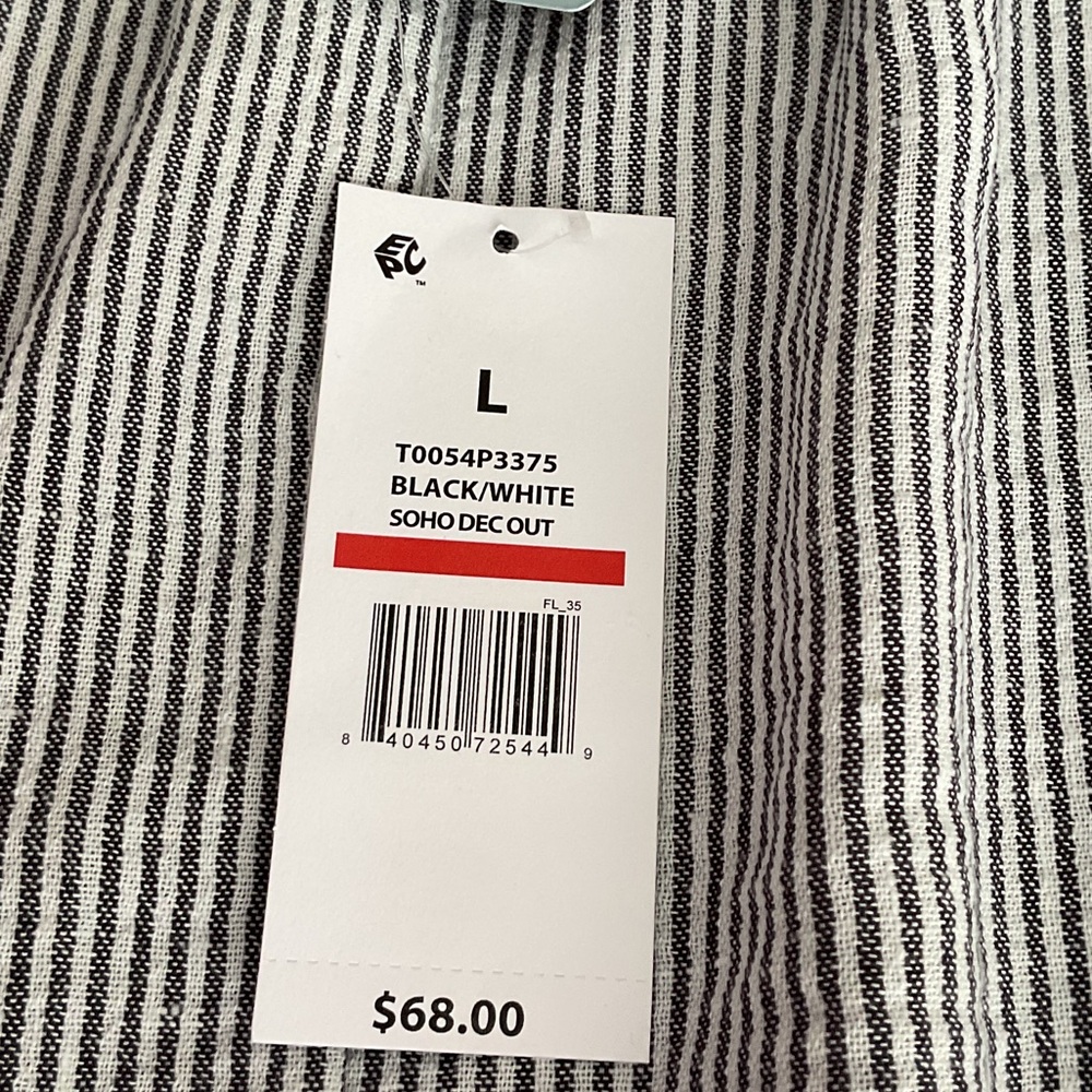 Floral & Ivy SoHo Dec Out Black and White Striped Blouse NWT - Picture 9 of 16